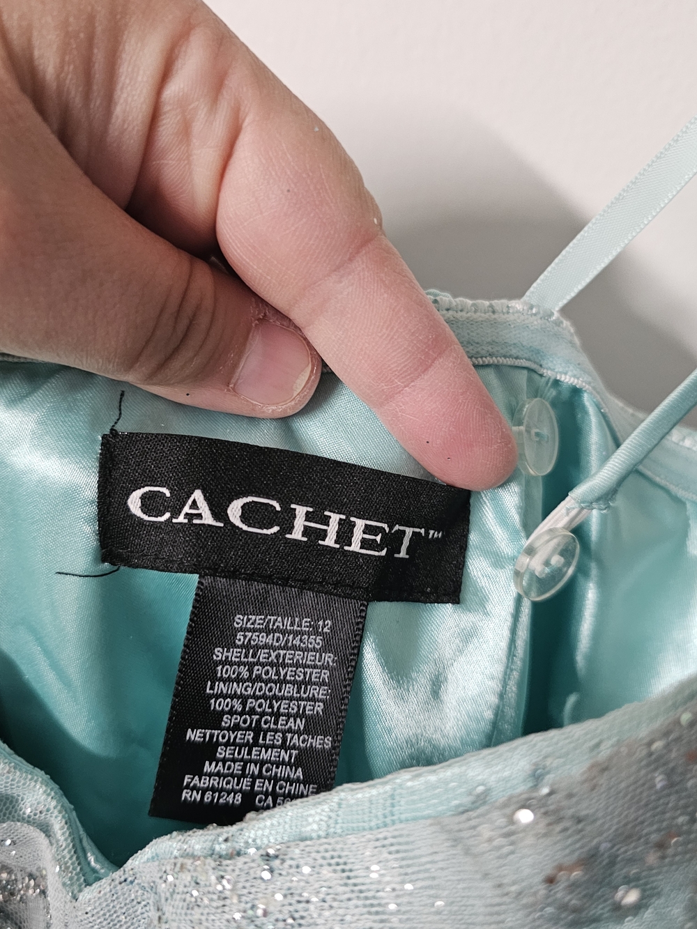 Cache Light Aqua Beaded Prom Dress - Picture 6 of 7